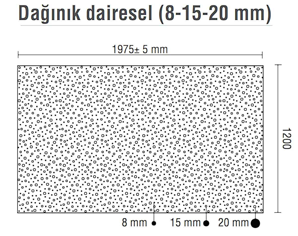 DALSAN AKUSTIK DAGINIK DAIRESEL 1.20X2M 8-15-20 MM DELIKLI