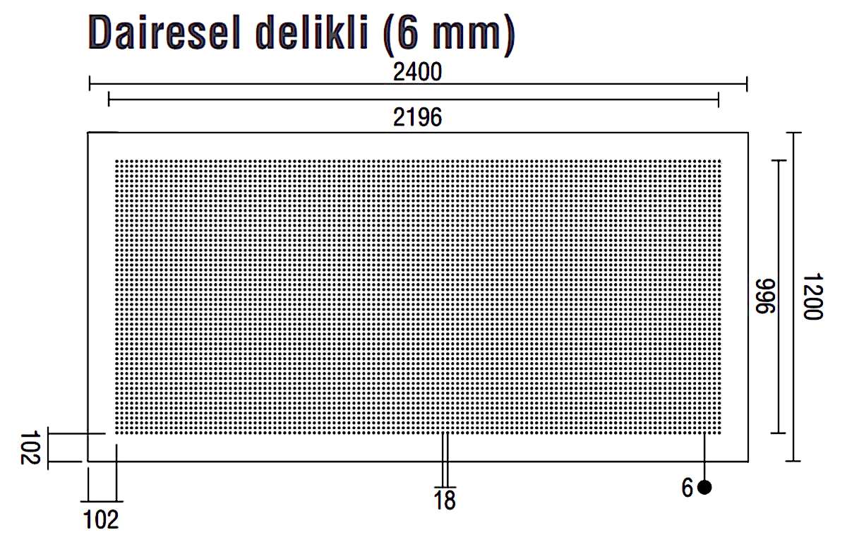 DALSAN AKUSTIK DAIRESEL 1.20X2.40M 6 MM DELIKLI