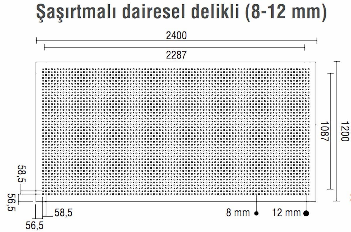 DALSAN AKUSTIK SASIRTMALI DAIRESEL 1.20X2.40M 8-12 MM DELIKLI