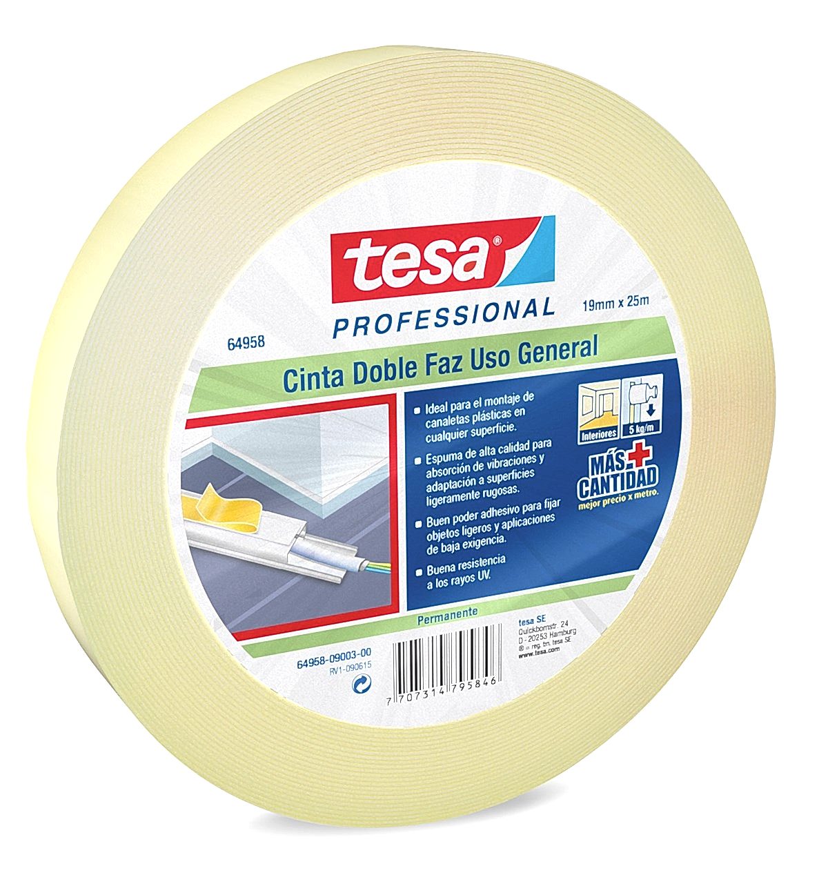 TESA 64958 ÇIFT TARAFLI KÖPÜK BANT 19MMX25M